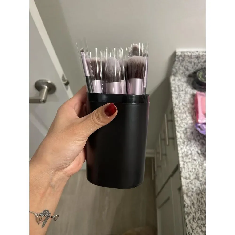 Bs-Mall 14 Pieces Purple Premium Synthetic Makeup Brushes With Travel Case